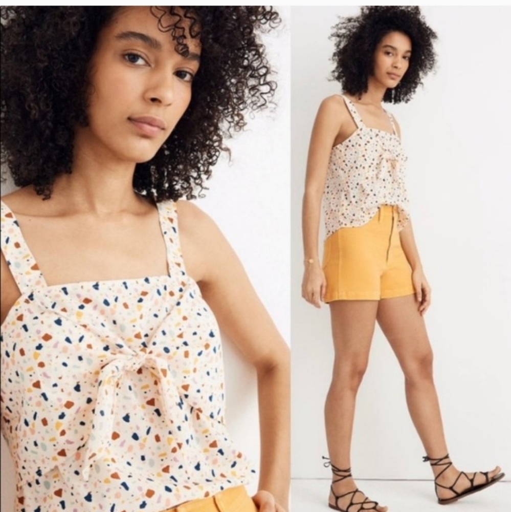 Madewell tie-front cami top in terrazzo